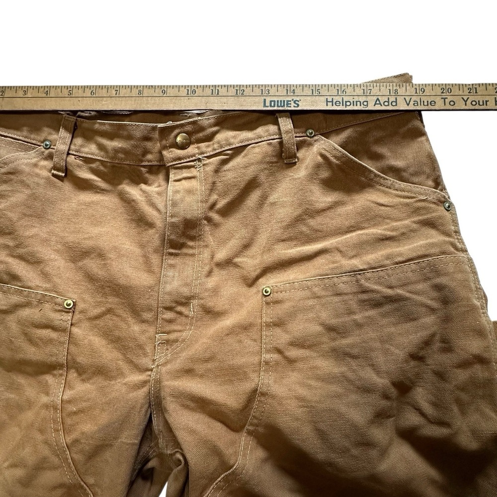 CARHARTT Men's 38x31 Brown Canvas Double Knee Carpenter Pants Stained - Picture 11 of 13
